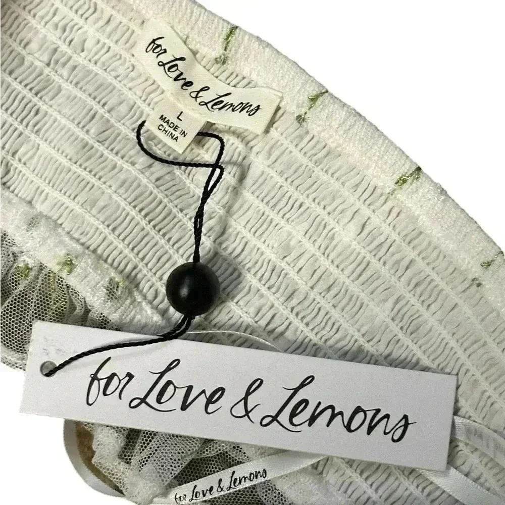 NWT For Love and Lemons Strapless Mini Dress Tie Front Embroidered Size Large - Picture 4 of 5